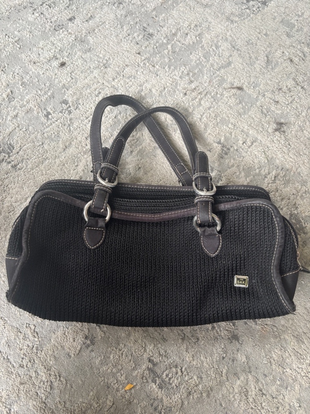 The Sak Black Woven Duffel Satchel